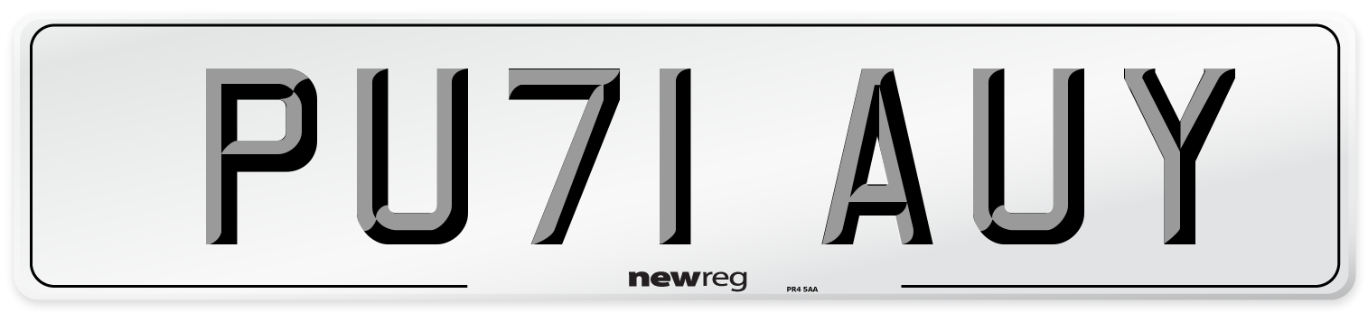PU71 AUY Number Plate from New Reg